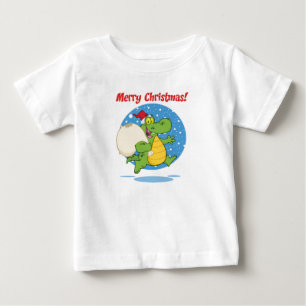 T-shirt Pour Bébé Joyeux crocodile de Noël Père Noël Vacances