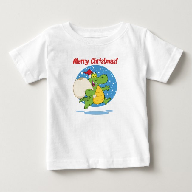 T-shirt Pour Bébé Joyeux crocodile de Noël Père Noël | Vacances (Devant)