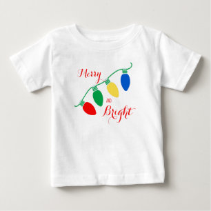 T-shirt Pour Bébé Joyeux et brillants feux de Noël Personnalisé