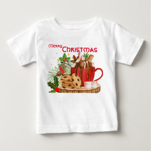 T-shirt Pour Bébé Joyeux gâteaux de bonbons de Noël Thème