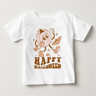 T-shirt Pour Bébé Joyeux Halloween  Citrouille de points de Polka ré