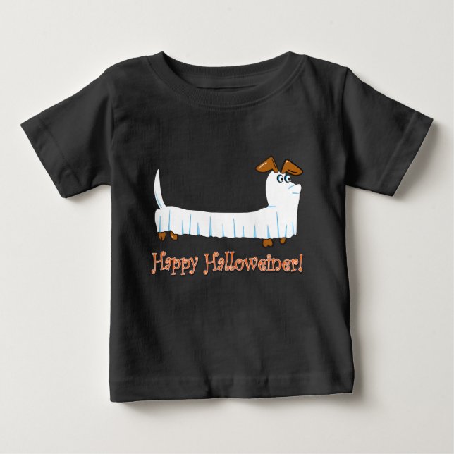 T-shirt Pour Bébé Joyeux Halloween Dachsund (Devant)