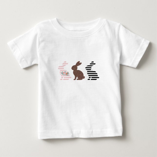 T-shirt Pour Bébé Joyeux lapin de lapin léopard de Pâques (Devant)