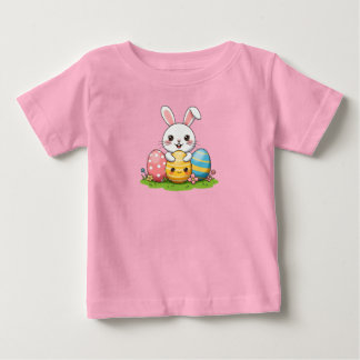 T-shirt Pour Bébé Joyeux lapin de Pâques avec des oeufs