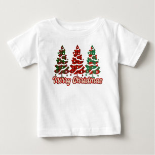 T-shirt Pour Bébé Joyeux Noël - Buffalo Plaid Trees Design