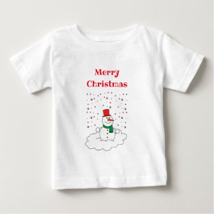T-shirt Pour Bébé Joyeux Noël Famille Snowman Snowflakes Blanc