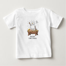 T-shirt Pour Bébé Joyeux Noël Nativité bébé Jésus Snowman