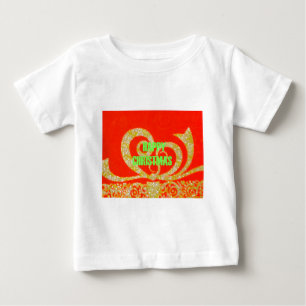 T-shirt Pour Bébé Joyeux Noël Parties scintillant Rouge Texte Motif 