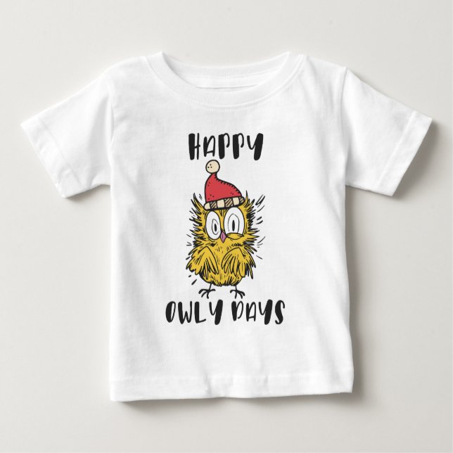 T-shirt Pour Bébé Joyeux Owly Days Funny Père Noël Owl (Devant)