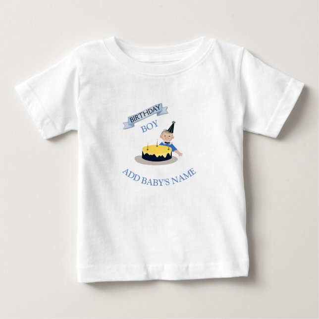 T-shirt Pour Bébé Joyeux premier anniversaire mignon bébé garçon Cus (Devant)