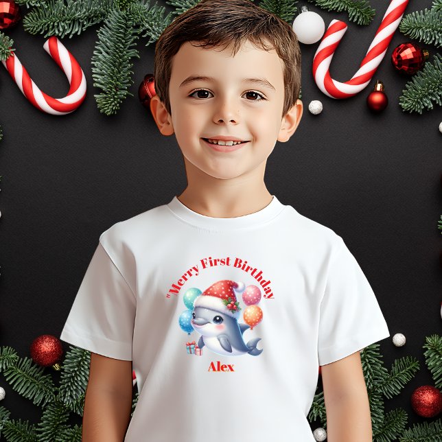T-shirt Pour Bébé Joyeux premier anniversaire Noël Baby Cadeau (Créateur téléchargé)