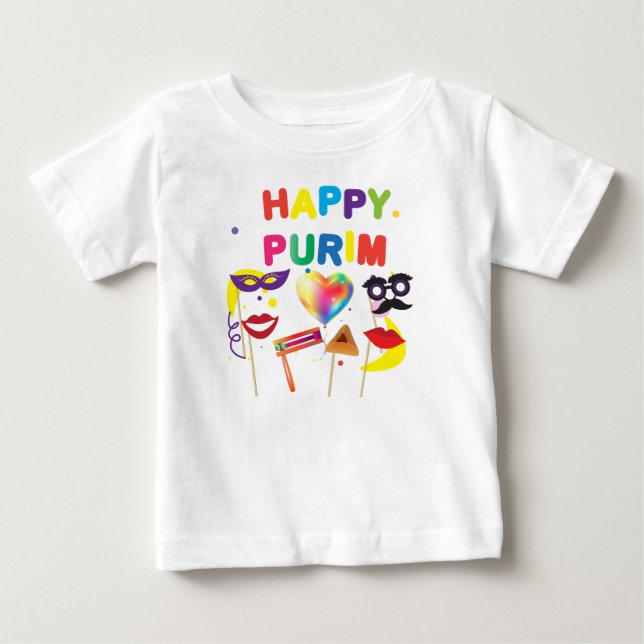 T-shirt Pour Bébé Joyeux Purim Festival Enfants fêtes cadeaux de vac (Devant)