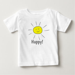 T-shirt Pour Bébé Joyeux soleil jaune avec visage souriant