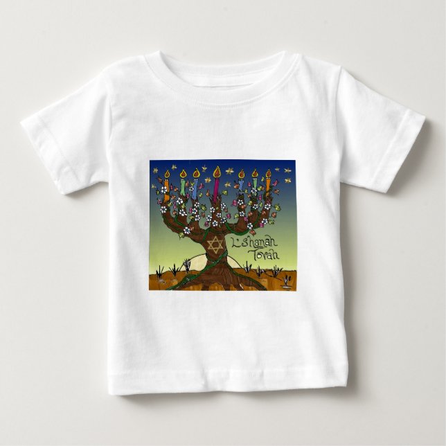 T-shirt Pour Bébé Judaica L'shanah Tovah Arbre de vie Dons Vêtements (Devant)