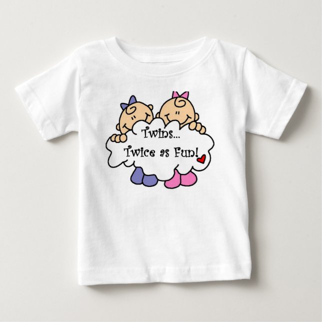 T-shirt Pour Bébé Jumeaux deux fois comme amusement (Devant)