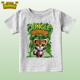 T-shirt Pour Bébé Jungle Baby Leopard, mignonne Wildlife Kitty Cat �
