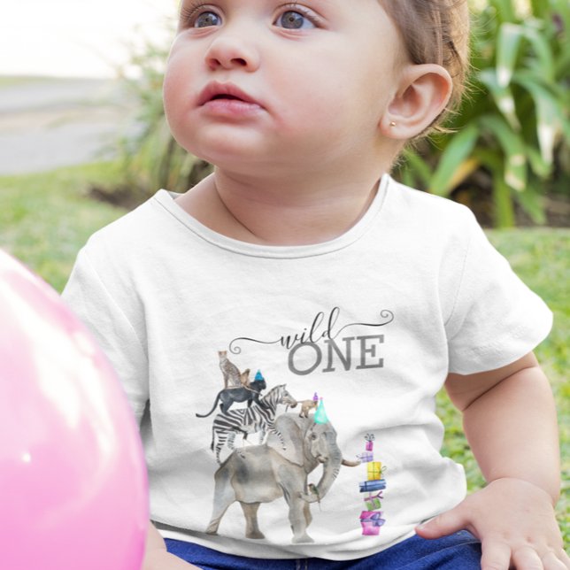 T-shirt Pour Bébé Jungle Safari Wild Un anniversaire fête animal (Créateur téléchargé)