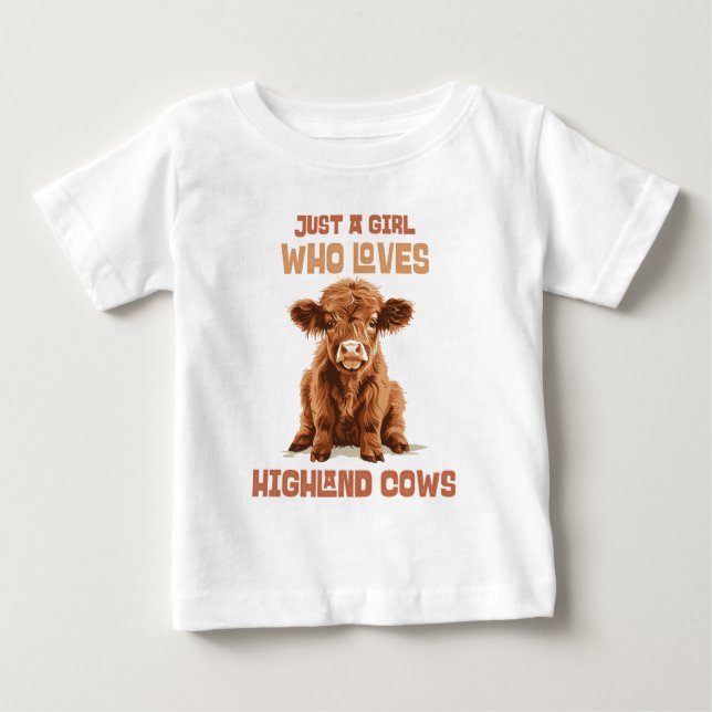 T-shirt Pour Bébé Juste une fille qui aime les vaches Highland (Devant)