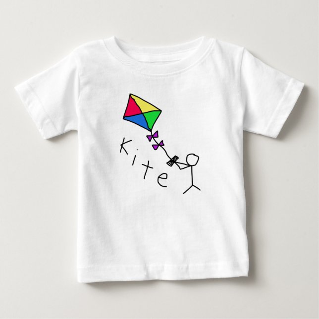 T-shirt Pour Bébé K est pour le cerf-volant (Devant)