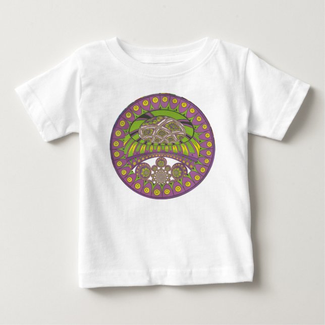 T-shirt Pour Bébé Kaleidoscope africain violet et jaune traditionnel (Devant)