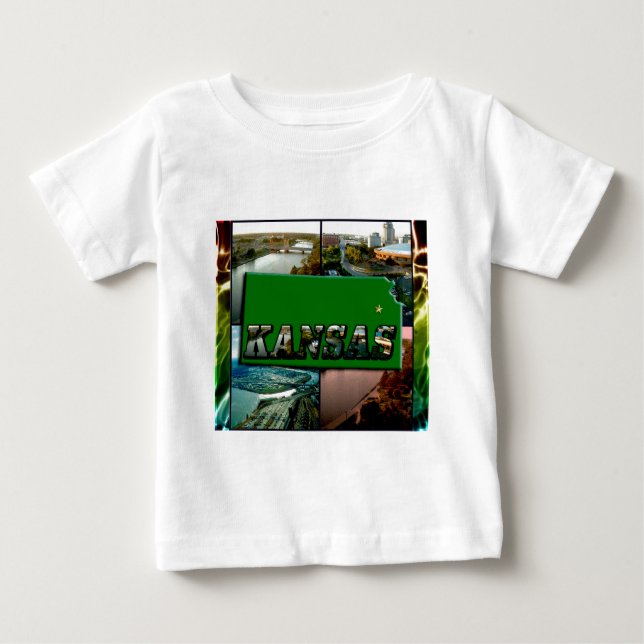 T-shirt Pour Bébé Kansas Map et photos (Devant)
