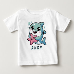 T-shirt Pour Bébé Kawaii Shark et Starfish Meilleurs amis
