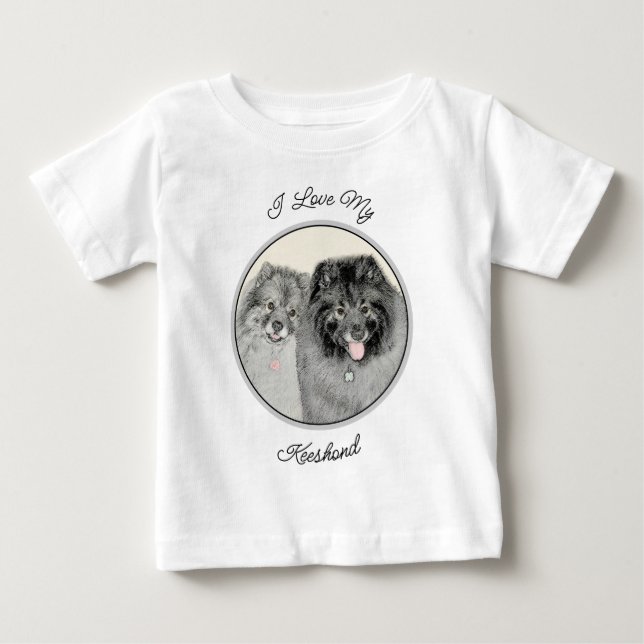 T-shirt Pour Bébé Keeshond Graphics Keeshond Maman et son (Devant)