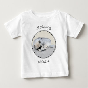 T-shirt Pour Bébé Keeshond Sleeping Puppy Peinture Chien Art origina