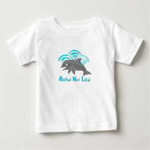 T-shirt Pour Bébé Keiki Aquarelle Dauphin Vague