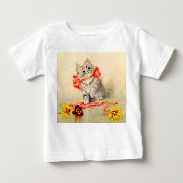 T-shirt Pour Bébé Kitten avec ruban rouge (Devant)