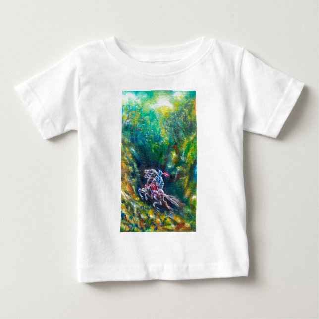 T-SHIRT POUR BÉBÉ KNIGHT LANCELOT, CHEVAL EN FORÊT VERTE (Devant)