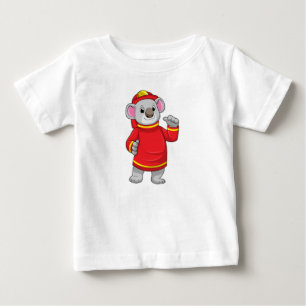 T-shirt Pour Bébé Koala as Firefighter with Helmet