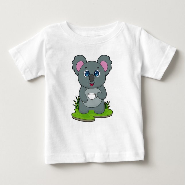 T-shirt Pour Bébé Koala avec tasse de café (Devant)