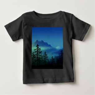 T-SHIRT POUR BÉBÉ LA FORÊT NUIT DE MONTAGNE CALME