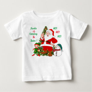 T-shirt Pour Bébé La jolie Père Noël arrive en ville
