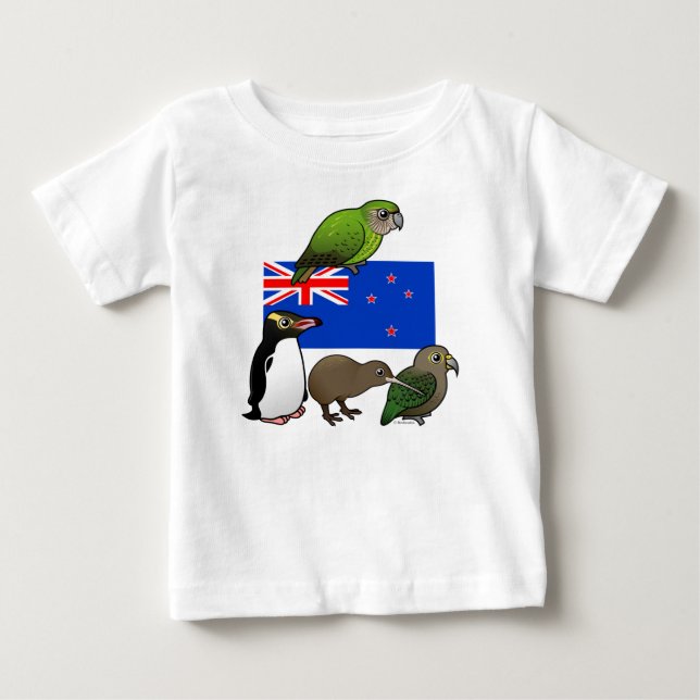 T-shirt Pour Bébé La Nouvelle Zélande Birdorables (Devant)