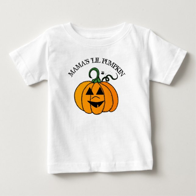 T-shirt Pour Bébé La petite chemise d'Halloween de maman Citrouille (Devant)