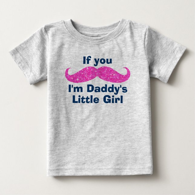 T-shirt Pour Bébé La petite fille de papa Moustache (Devant)