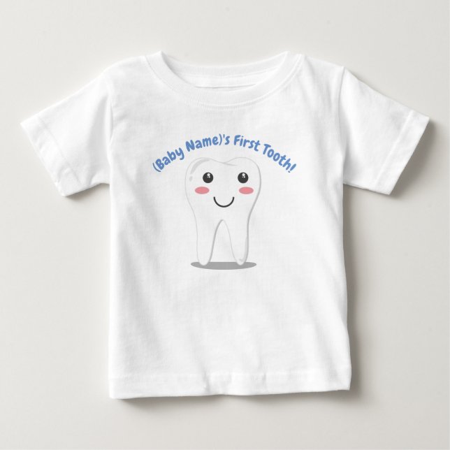 T-shirt Pour Bébé La première dent du bébé personnalisé (Devant)