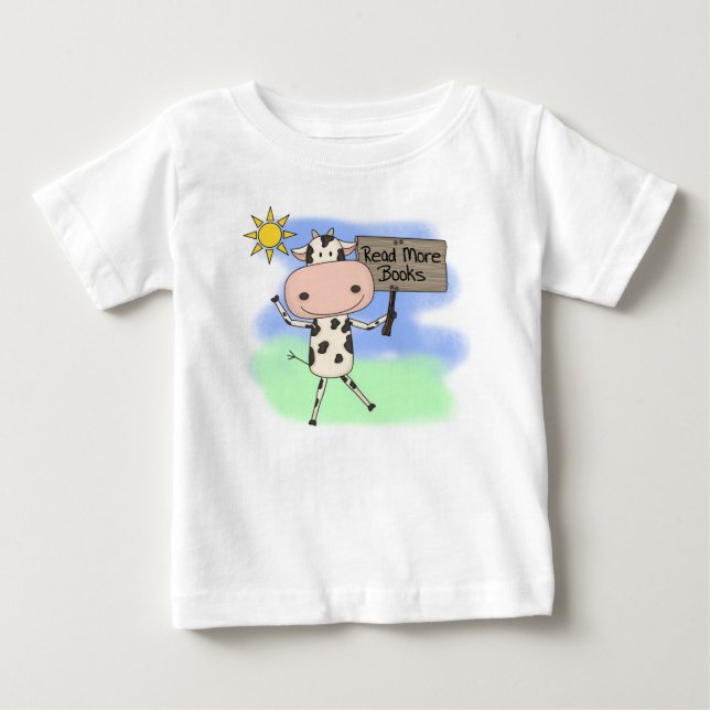 T-shirt Pour Bébé La vache a lu plus de livres (Devant)