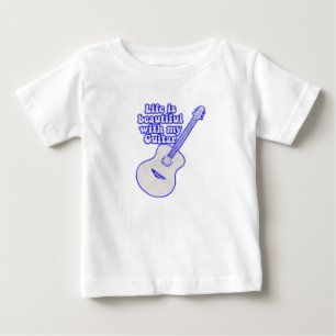 T-shirt Pour Bébé La vie est belle avec ma guitare. bleu vintage