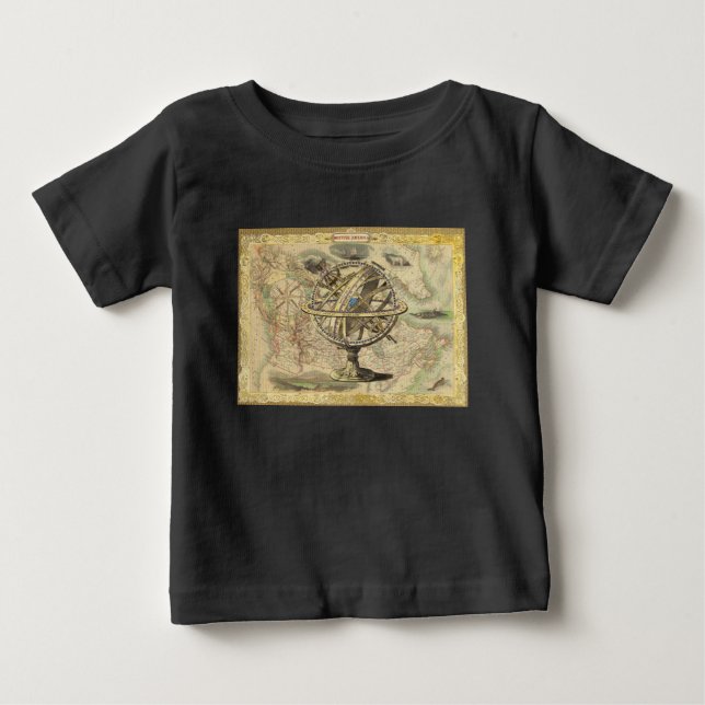 T-shirt Pour Bébé La vieille Amérique britannique Explorez la carte  (Devant)