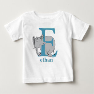 T-shirt Pour Bébé L'ABC de Dr Seuss : Lettre E - Bleu Ajoutez votr