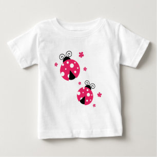 T-shirt Pour Bébé Labybirds rose mignon et fleurs