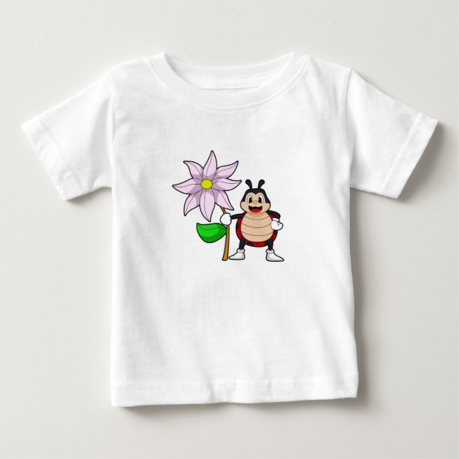T-shirt Pour Bébé Ladybug avec Flower.PNG (Devant)