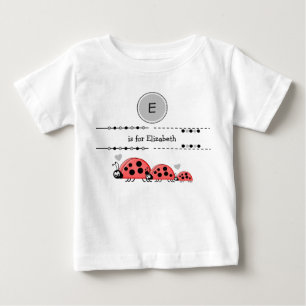 T-shirt Pour Bébé Ladybugs ajouter nom noir et gris