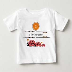 T-shirt Pour Bébé Ladybugs ajouter nom noir et orange