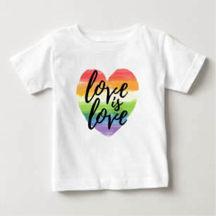 T-shirt Pour Bébé L'amour est l'amour Coeur d'aquarelle arc-en-ciel