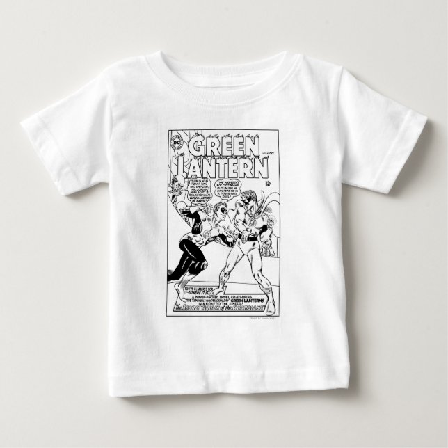 T-shirt Pour Bébé Lanterne verte dans l'anneau, noir et blanc (Devant)