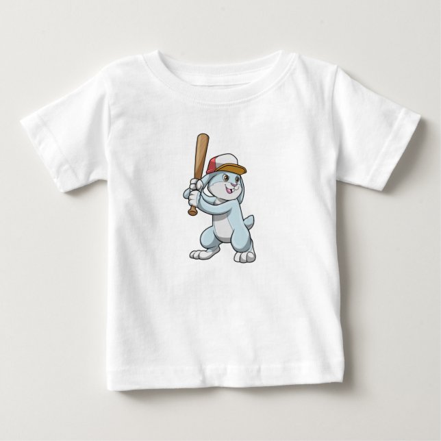 T-shirt Pour Bébé Lapin au baseball avec batte de baseball (Devant)